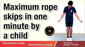 Maximum rope skips in one minute by a child