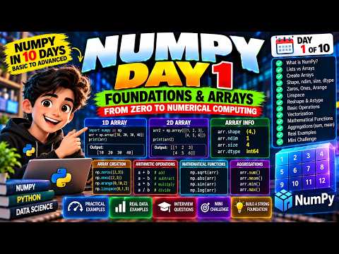 NumPy Tutorial for Beginners | Day 1: Arrays, Data Types & Basic Operations