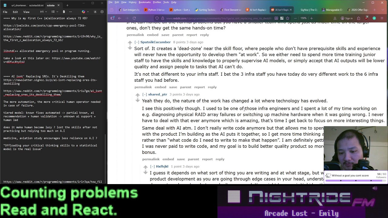 Study stream 47 #studywithme #leetcode #programming #systemdesign #ai #substack