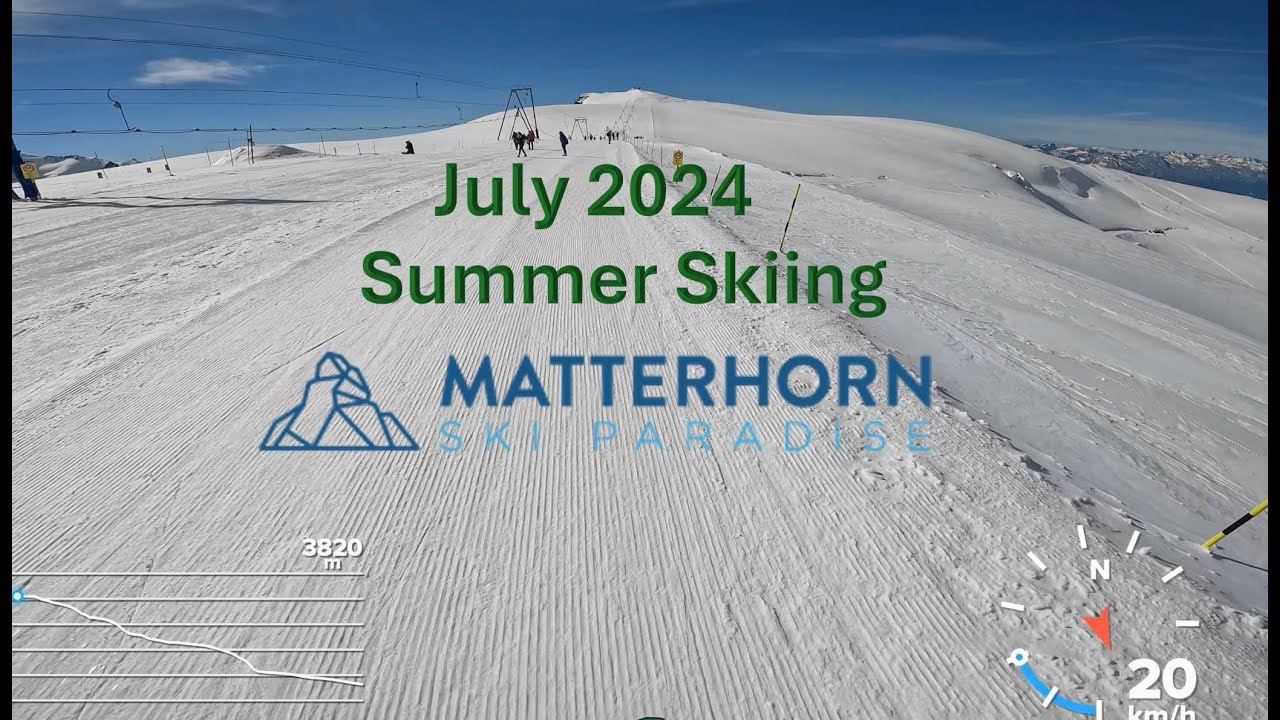 Matterhorn glacier paradise summer skiing, early July 2024, piste 85 88 80 73, 3800-2900m, 7.2km run