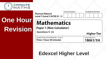 One Hour Revision - Edexcel GCSE Higher Maths Non Calc Questions 9 - 15