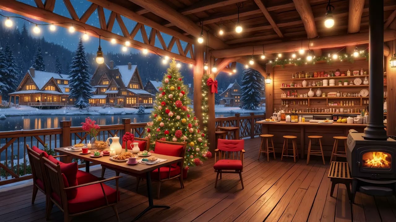 Cozy Cabin Coffee Shop ☕ Jazz Piano & Fireplace Sounds for Study & Calm