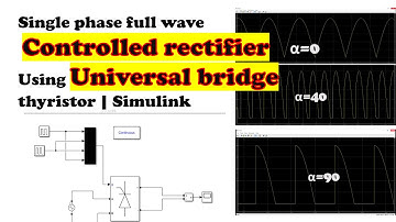 Single phase full wave controlled rectifier | Universal bridge | thyristor | Simulink