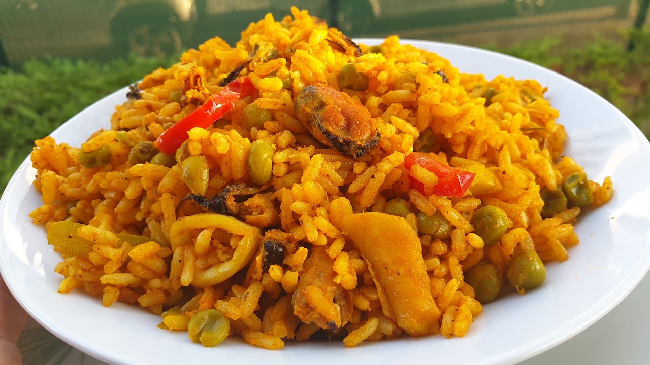 Riz aux fruits de mer أرز بغلال البحر من غير تفوير  سريع و البنة مضمونة