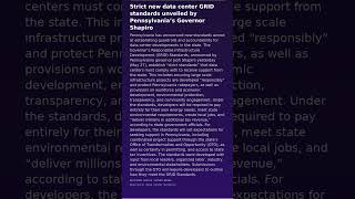 Strict new data center GRID standards unveiled by Pennsylvania’s Governor Shapiro #Shorts