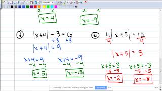 Algebra 1 F2017 6-5 Absolute Value Equations