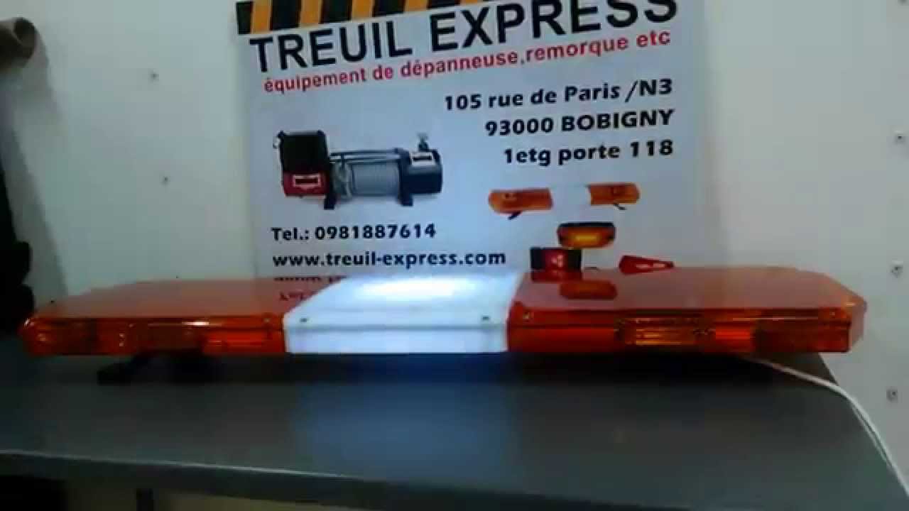 Rampe LED Extra Plate 120cm 12V/24V - 15 Modes Flash Orange Pour Véhicule Dépannage & Urgence