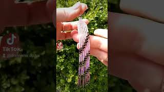 Full Long lilac beaded fringe earrings ombre earrings Update