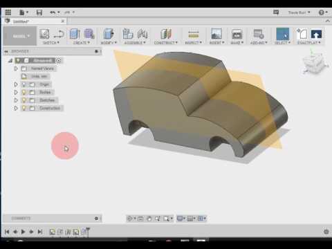 Fusion360 - Cut extrusion and mirroring faces - basic car 5