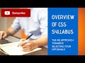 Overview of CSS Syllabus | How to Choose Your Optionals