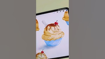 SIMPLE Caramel Ice Cream made EASY in Procreate🍦#procreate #shorts #art