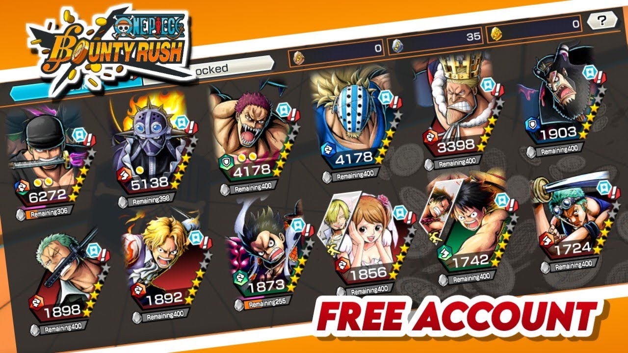 FREE ONE PEACE BOUNTY RUSH ACCOUNT HAS GOOD UNITS ENJOY LET ME KNOW WH