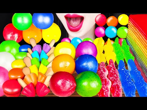 ASMR RAINBOW RICE CAKES MOCHI 방울떡 레인보우 MUKBANG 먹방