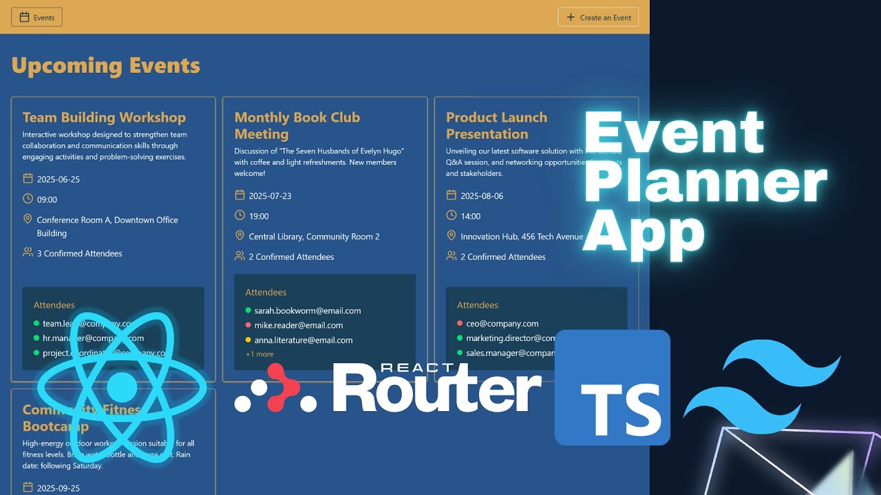 React Event Planner App Tutorial for Beginners – Project #8 - React ...
