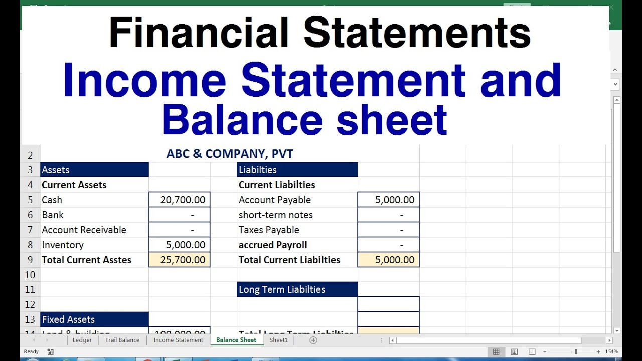 statement and balance sheet template excel YouTube