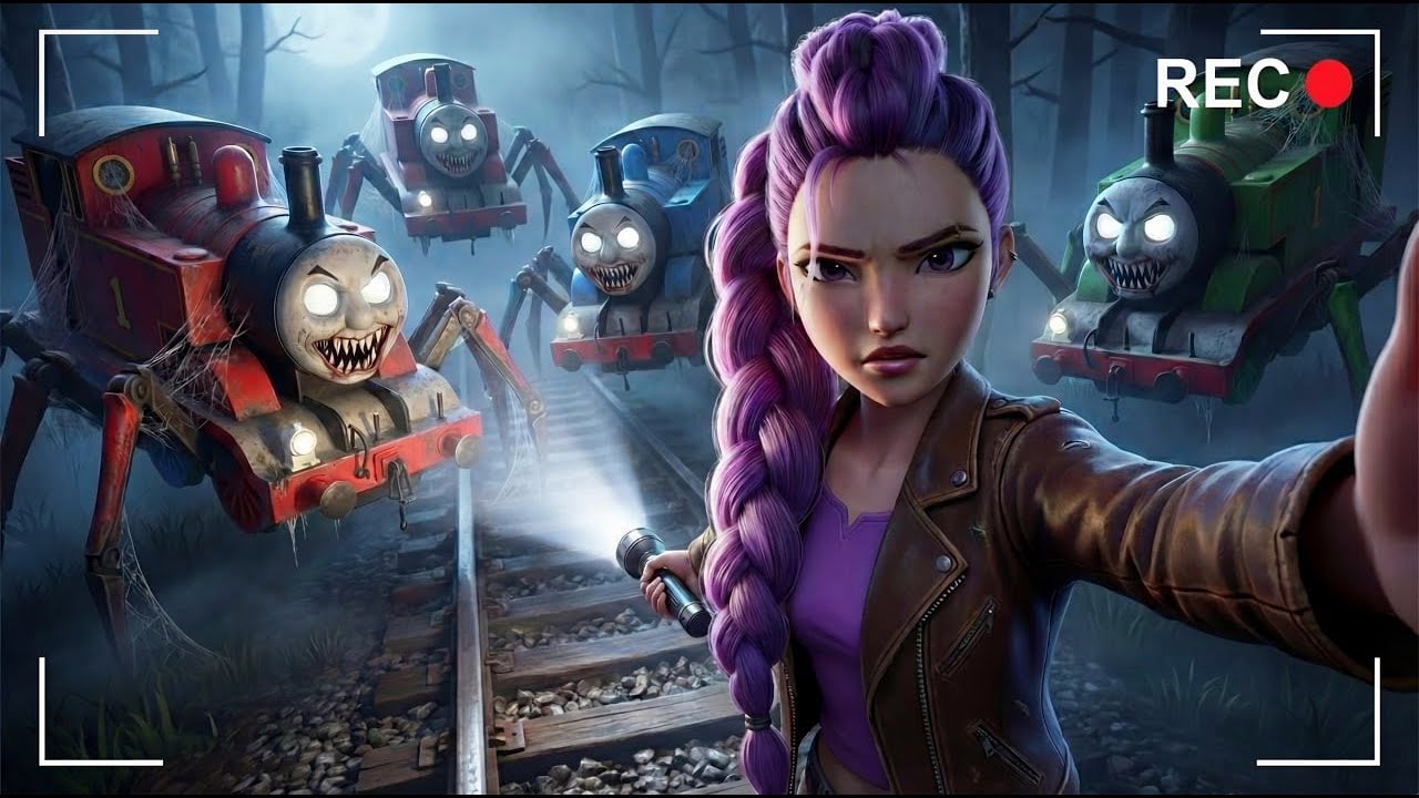 VLOG: Rumi и Thomas the Tank Engine Spider in Night Depot 😱🕷️🚂 | Funny & Creepy