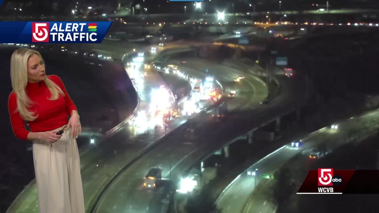 Overturned tractor-trailer spills fuel on Massachusetts Turnpike - YouTube