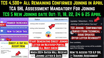 TCS 4,500+ Remaining Joining | ILP Training | SHL Assessment | Joining Survey | OL Revoked | JL Mail