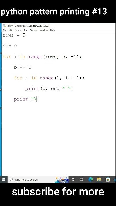 python pattern printing 13 - YouTube