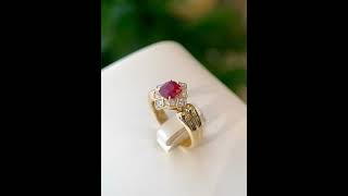 Celebrity 😍😍😍😍1.04CT PIGEON BLOOD RUBY & DIAMOND & 18K GOLD RING. No treatment. AIGS certificate🎁✈️ Profile