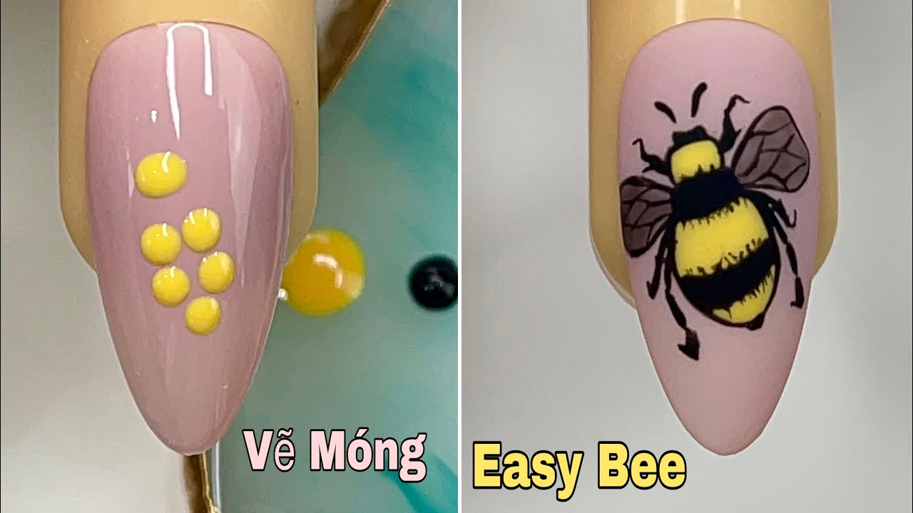 Easy Bee Nails Art For Beginner 💖Vẽ Móng 💅 New Nails Design 💝 New Nails