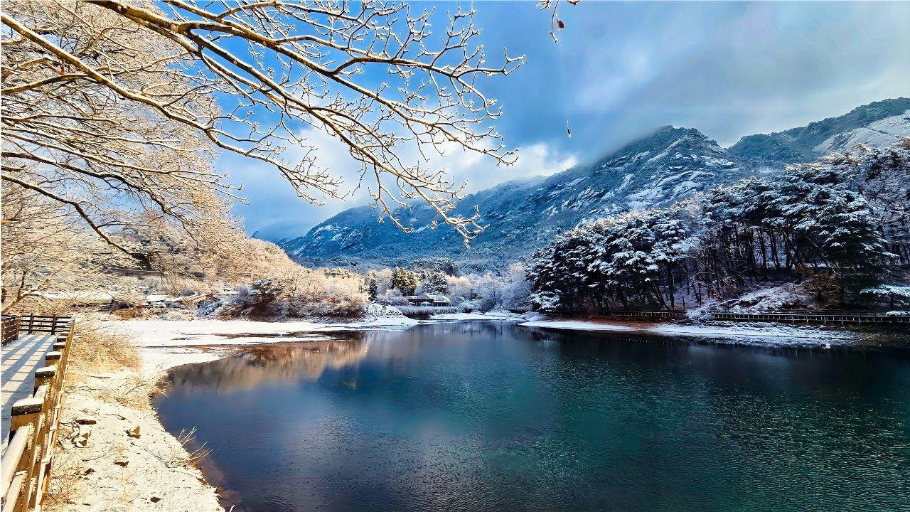 포천 산정호수·비둘기낭 설경 기행 ❄️ #60대 중년 친구들의 우정 가득한 18분 뮤직 로드행#포천 겨울 여행#눈에 덮인 명성산과 산정호수#y자 출렁다리#비둘기낭 폭포 설경