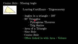 Cosine Rule - Missing Angle
