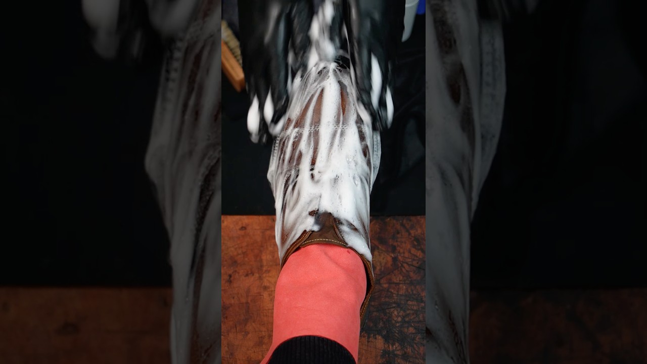 8 Years Old Shoe getting INCREDIBLE Shoe Shined ✨✨(Satisfying) 