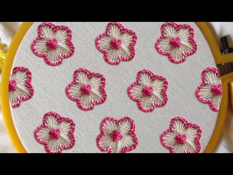 Beautiful Flower Design Hand Embroidery Tutorial For Beginners, Basic Stitch
