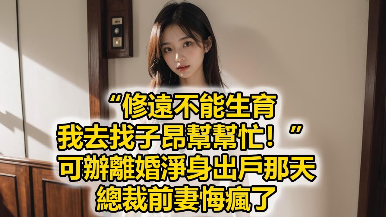 “修遠不能生育，我去找子昂幫幫忙！”可辦離婚淨身出戶那天，總裁前妻悔瘋了
