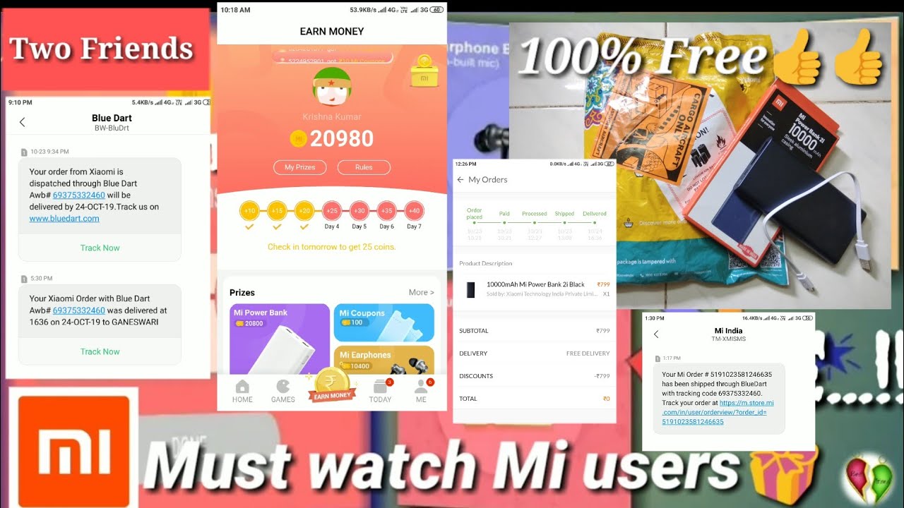 How to Redeem Mi coins and Full live Track📮Order👉delivery👉Unboxing👍...Must watch Redmi user📲