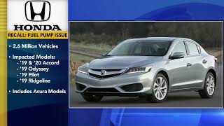 More than 2.5M Honda and Acura vehicles recalled due to fuel pump defect