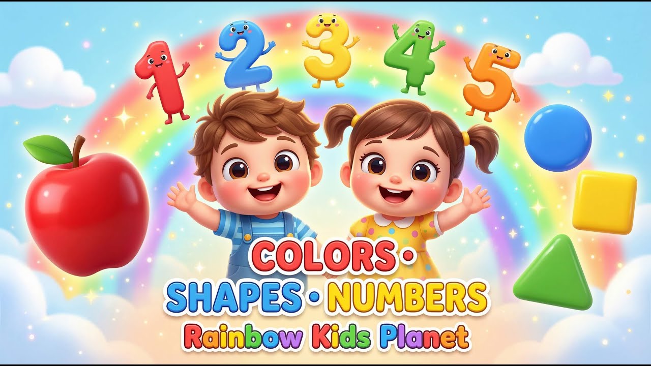 Песенка про цвета, формы и цифры для детей | Учимся с помощью веселых стишков | Детская песенка