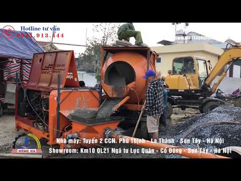 Video Máy trộn bê tông tự hành JZC350 cùng Máy bơm bê tông... - youtube