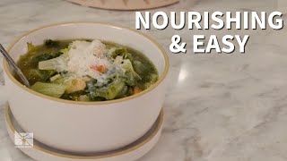 Making healthy comfort food: Escarole and bean soup