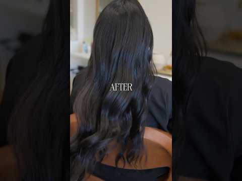 The WORKS! Jet black color, brazillian blowout and extensions! #hairtok #hairtransformation #hair