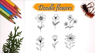 Six easy floral doodles you need to know | Relaxing, Journaling, Beginner | Easy tutorial