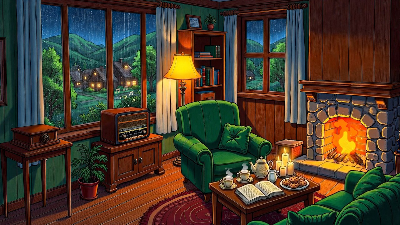 it's 1940s, you're on a room cottage listening to oldies playing in another room for relaxation