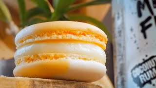 Tropical Macarons with Coconut Rum and White Chocolate Ganache
