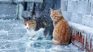 A Stray Cat Family Begged for Help in the Freezing Snow