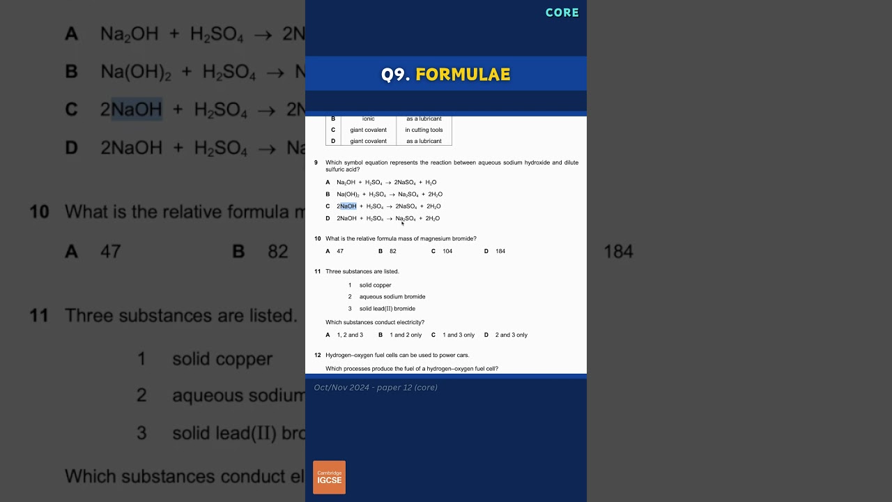IGCSE Chemistry - Multiple Choice (exams from 2026) 