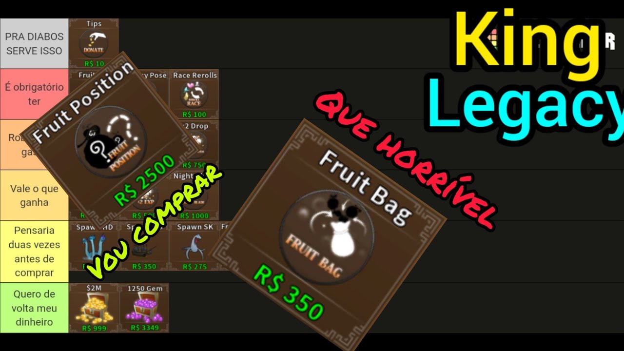 Tier list das frutas do king legacy updade 4.5!!!! 