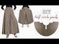 Very easy half circle pants with pockets  umbrella palazzo cutting  diy skirt pants divided skirt