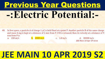 In free space, a particle A of charge 1 µC is held fixed at a point P. Another particle B of the sam