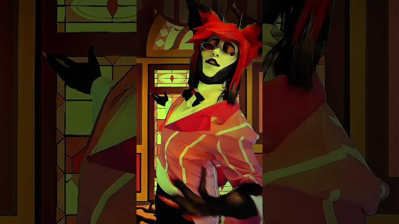Hazbin Hotel Alastor The Radio Demon Cosplay acting pink suit 