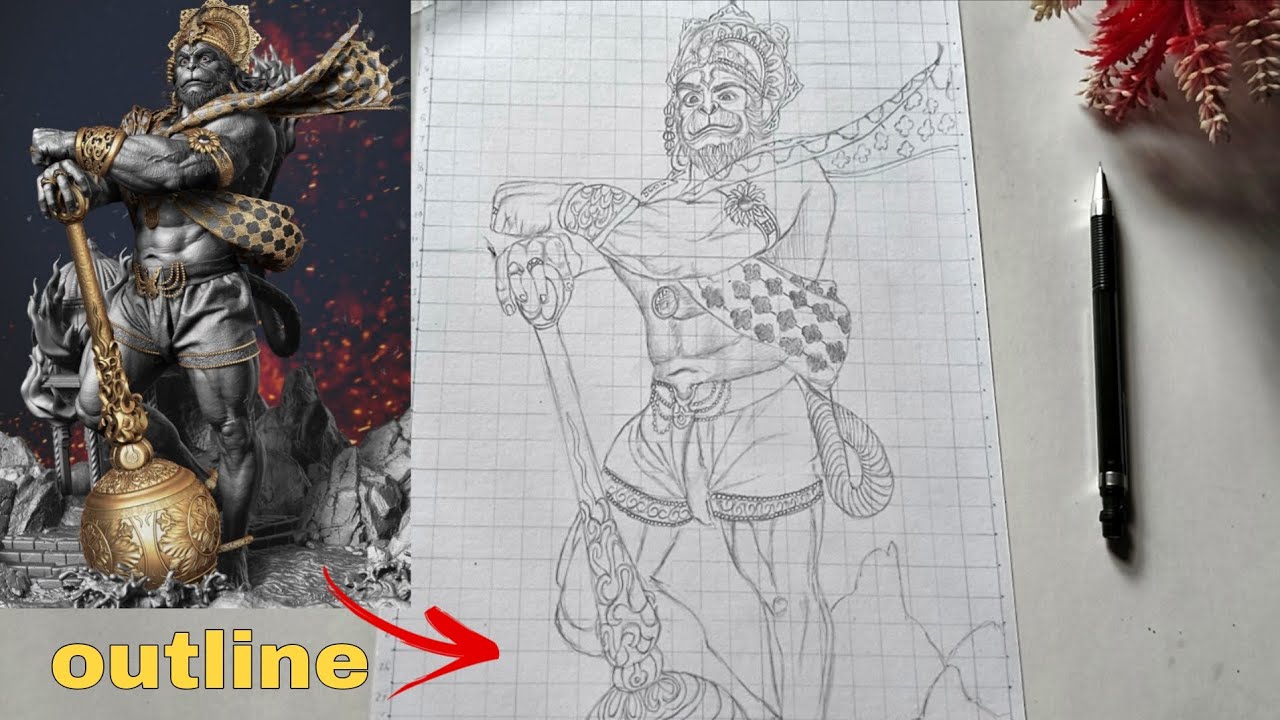 How To Draw Lord Hanuman Ji 🔥| Hanuman Ji Drawing Step By Step ...