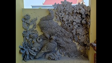 Làm bức phù điêu chim công bằng xi măng đẹp nhất