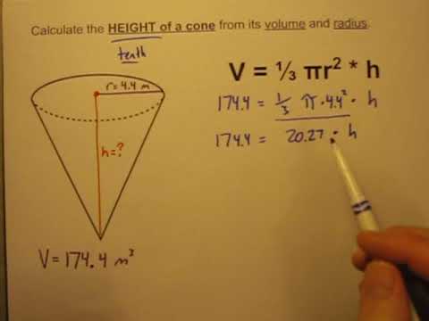 Videó: Hogyan találja meg a kúp magasságát a hangerővel?