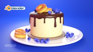 Cake and donuts modeling, texturing and lighting in Blender | Timelapse tutorial