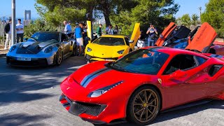 Ferrari 488 Pista, Lamborghini Aventador SV, Mclaren 765LT, Porsche GT3 RS, Lamborghini STO SOUND